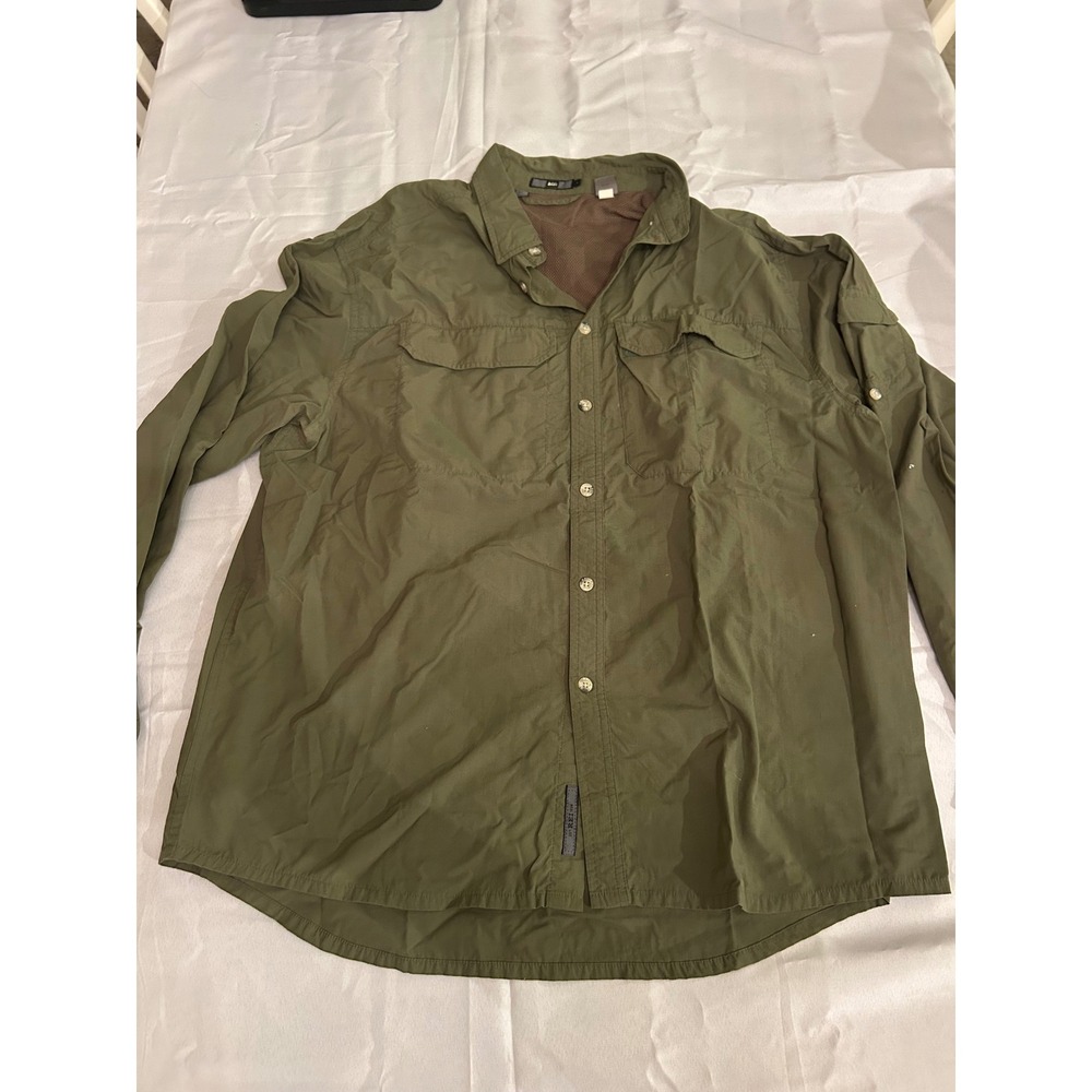 REI Hiking Shirt Mens Large Green Long Sleeve UPF 40 Vented Button Down Outdoor - Picture 1 of 7